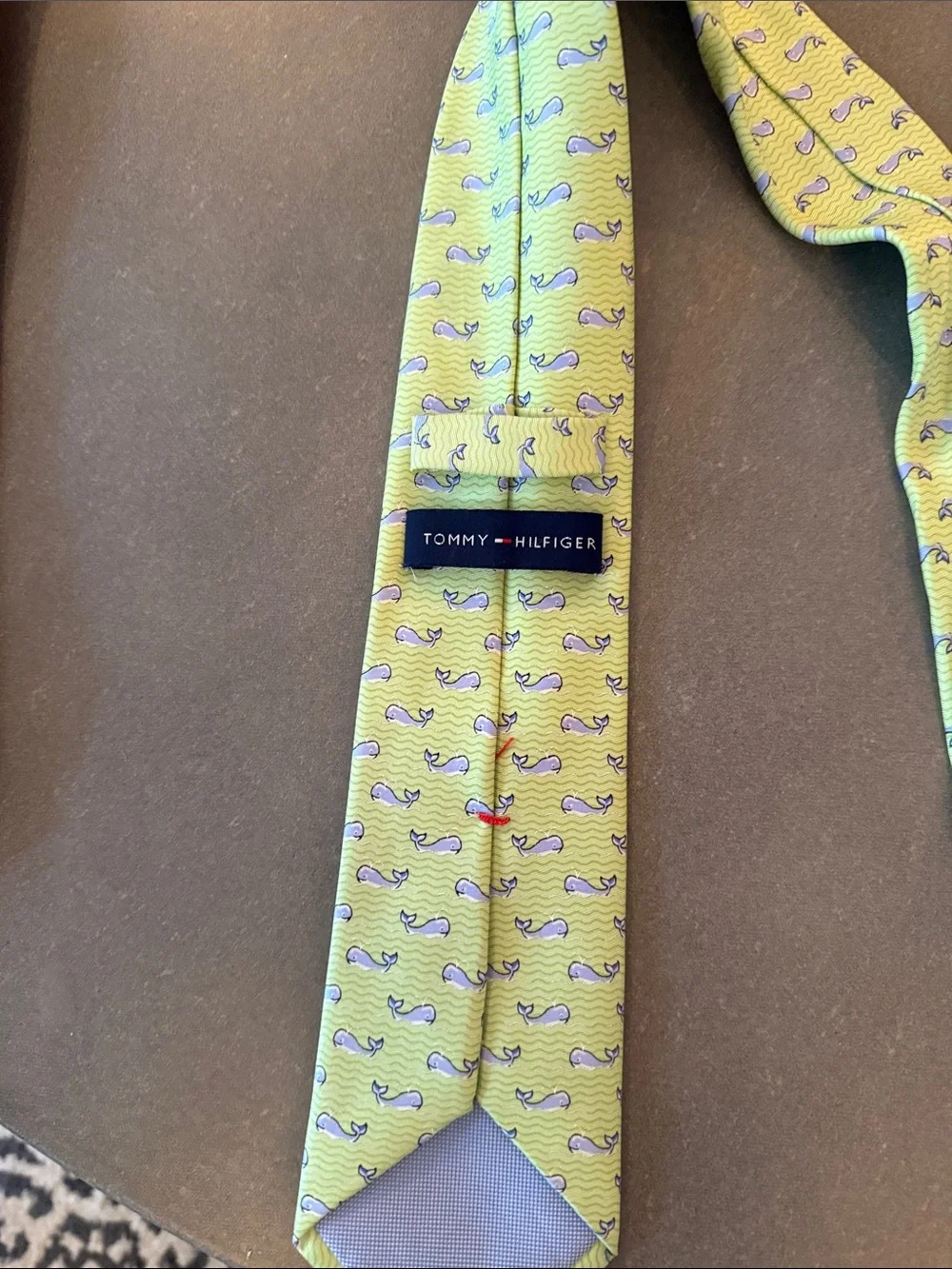 Tommy Hilfiger Yellow Tie with Blue Whale Motif